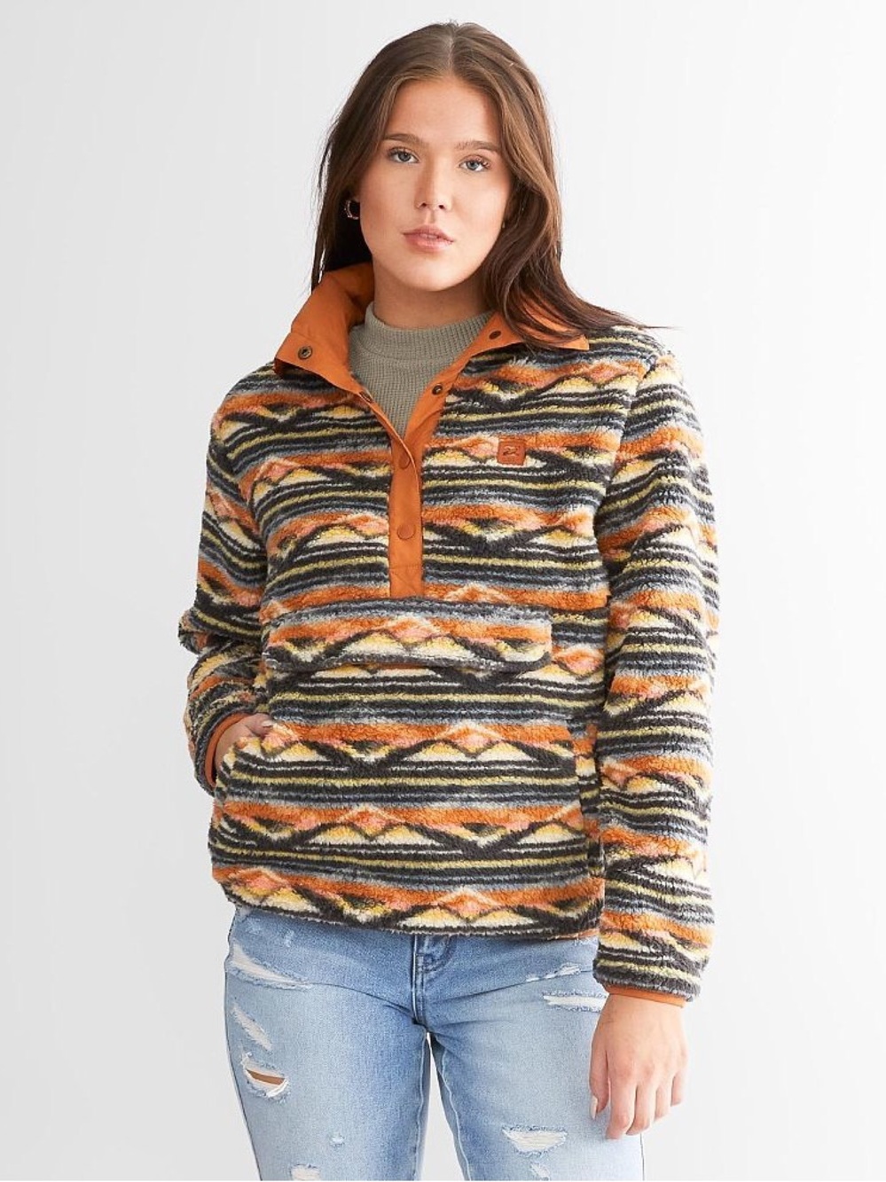Billabong Adventure Division Switchback Sherpa Pullover Aztec Small Fleece Mock